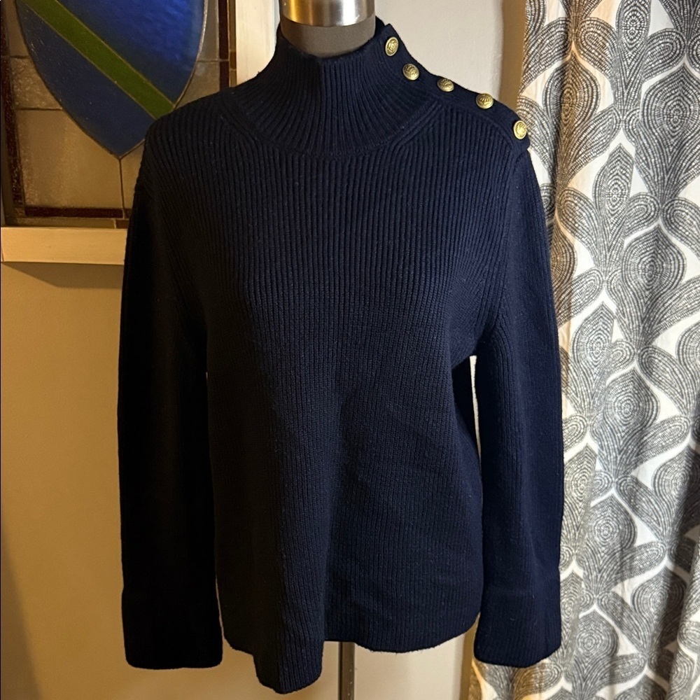 Valentino Red 100% Virgin Wool Rib Knit Mock Neck Sweater SZ Large